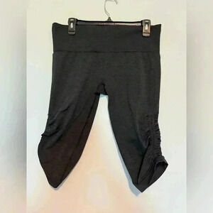 Lululemon In The Flow Crop Seamless Ruched Leggings Black/Gray  Women’s Size 6